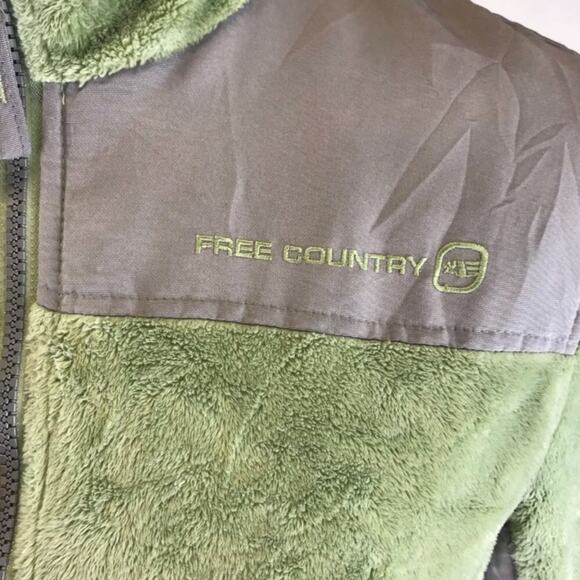 Free Country Jacket Coat Fleece Size Medium 8-10 Light Green Gray Zip Up Pockets - Picture 5 of 8